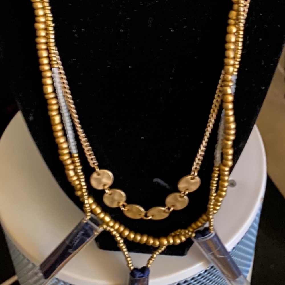 Gold Vintage Long two String necklace
